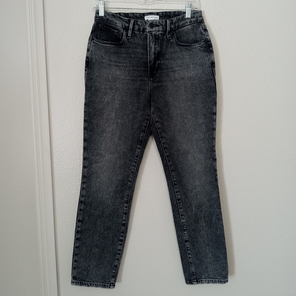 GOOD AMERICAN classic straight leg charcoal skinny Jeans mid-high rise NWOT - Picture 3 of 12
